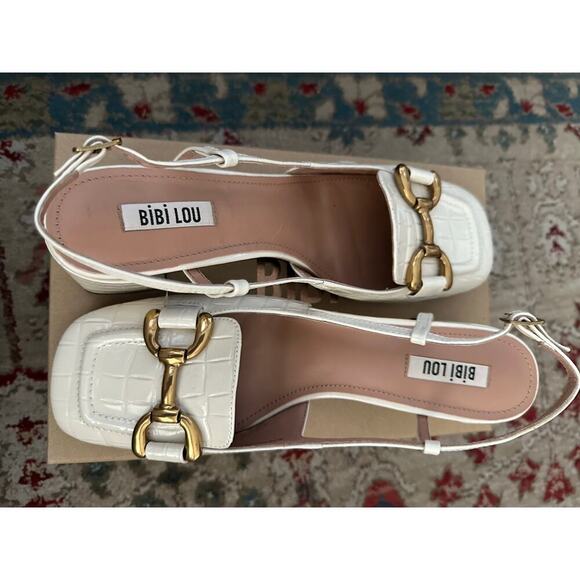 NWT Anthropologie BiBi LOU Cream Leather Dennis Pump Heels Size 41 - Picture 5 of 12